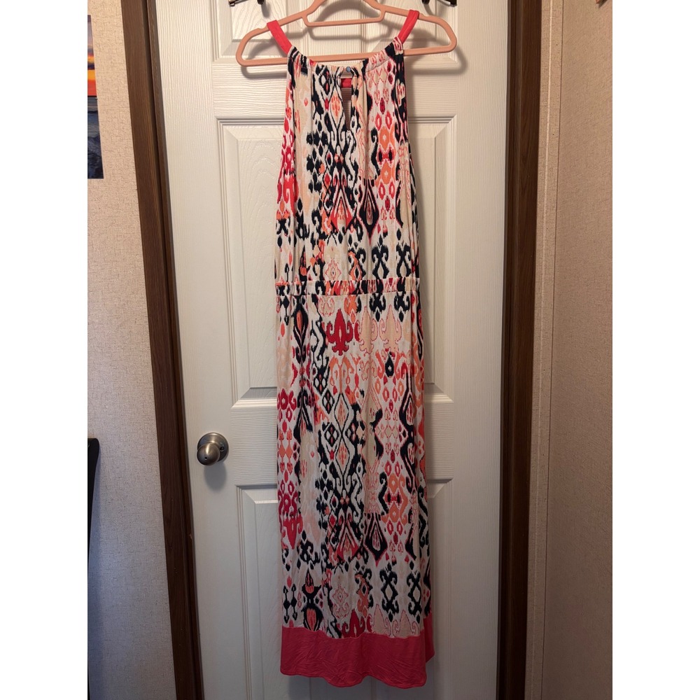 New York & Company Pink Ikat High Low Halter Maxi Dress XL - Picture 3 of 6